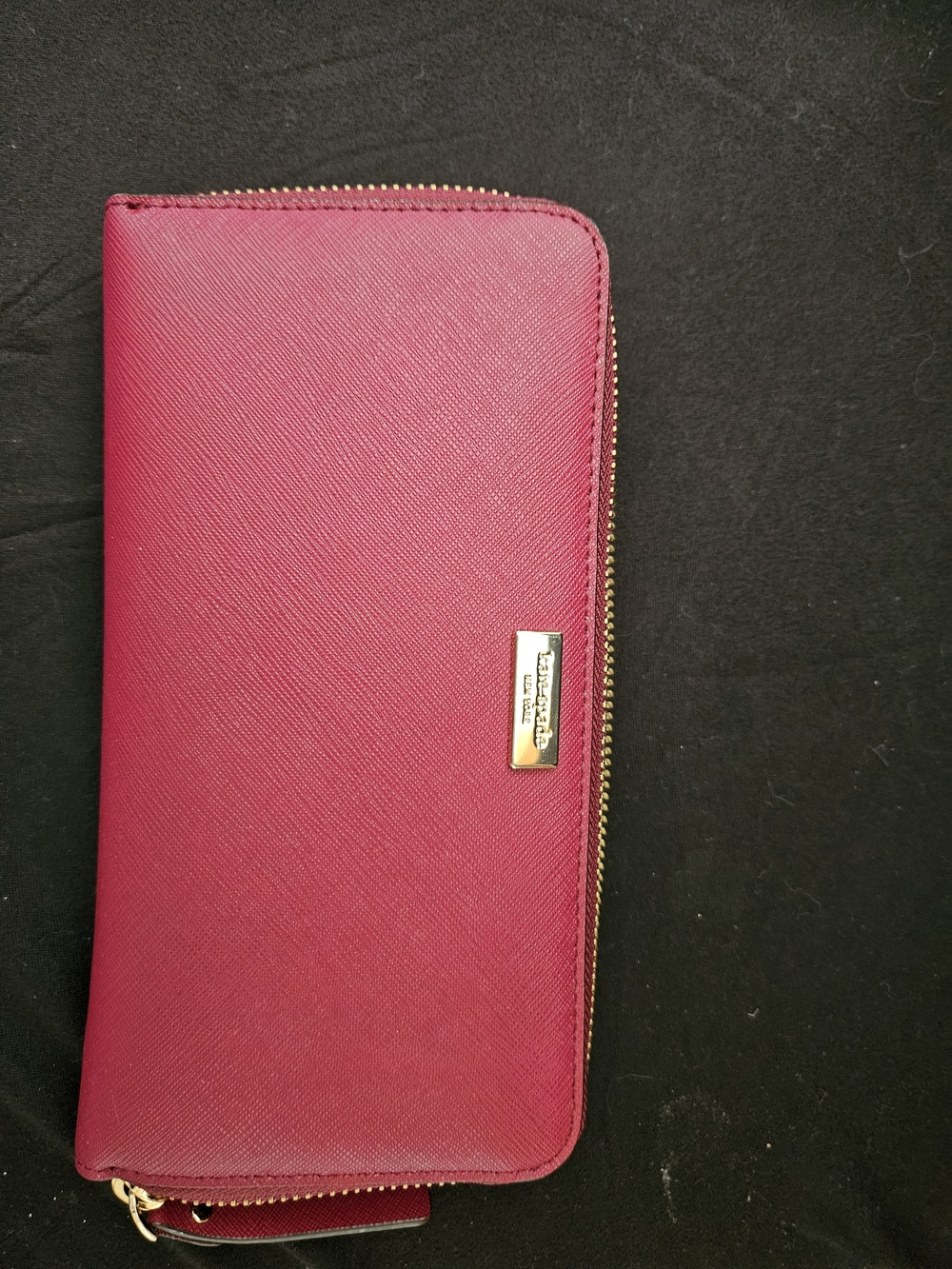 kate spade Raspberry Pink Zip-Around Saffiano Wallet with Gold Hardware